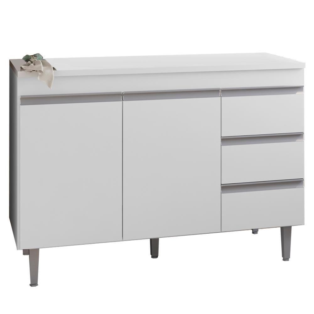 Balcao Com Tampo 120 Cm 2 Portas Andreia Branco Reajl Branco - 1