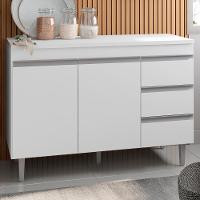 Balcao Com Tampo 120 Cm 2 Portas Andreia Branco Reajl Branco - 2