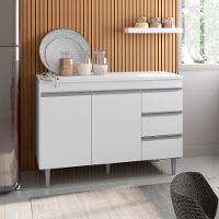 Balcao Com Tampo 120 Cm 2 Portas Andreia Branco Reajl Branco