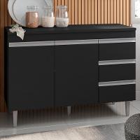 Balcao Com Tampo 120 Cm 2 Portas Andreia Preto Reajl Preto - 5