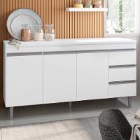 Balcao Com Tampo 160 Cm 3 Portas Andreia Branco Reajl Branco
