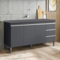 Balcao Com Tampo 160 Cm 3 Portas Andreia Cinza Reajl Cinza - 7