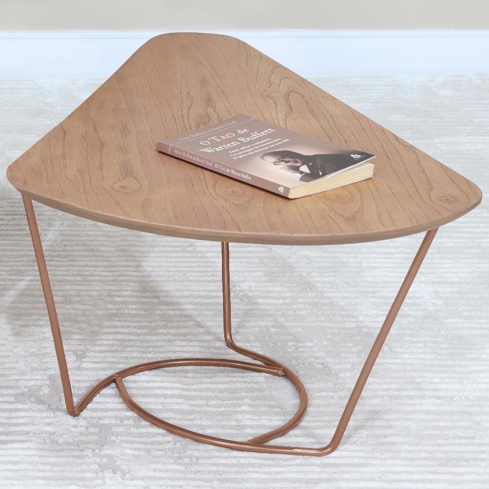 Mesa De Centro Gota Madeira Amendoa Base Metal Cobre Nacc Amendoa Cobre - 2