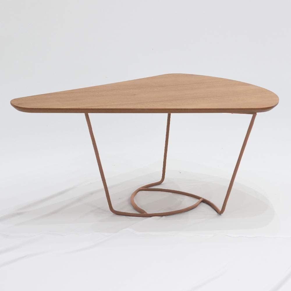 Mesa De Centro Gota Madeira Amendoa Base Metal Cobre Nacc Amendoa Cobre - 5