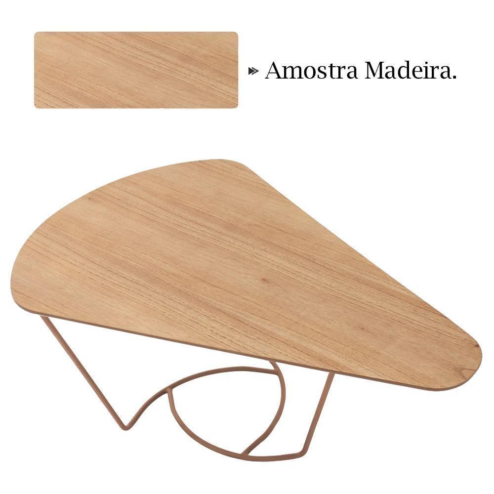 Mesa De Centro Gota Madeira Amendoa Base Metal Cobre Nacc Amendoa Cobre - 7