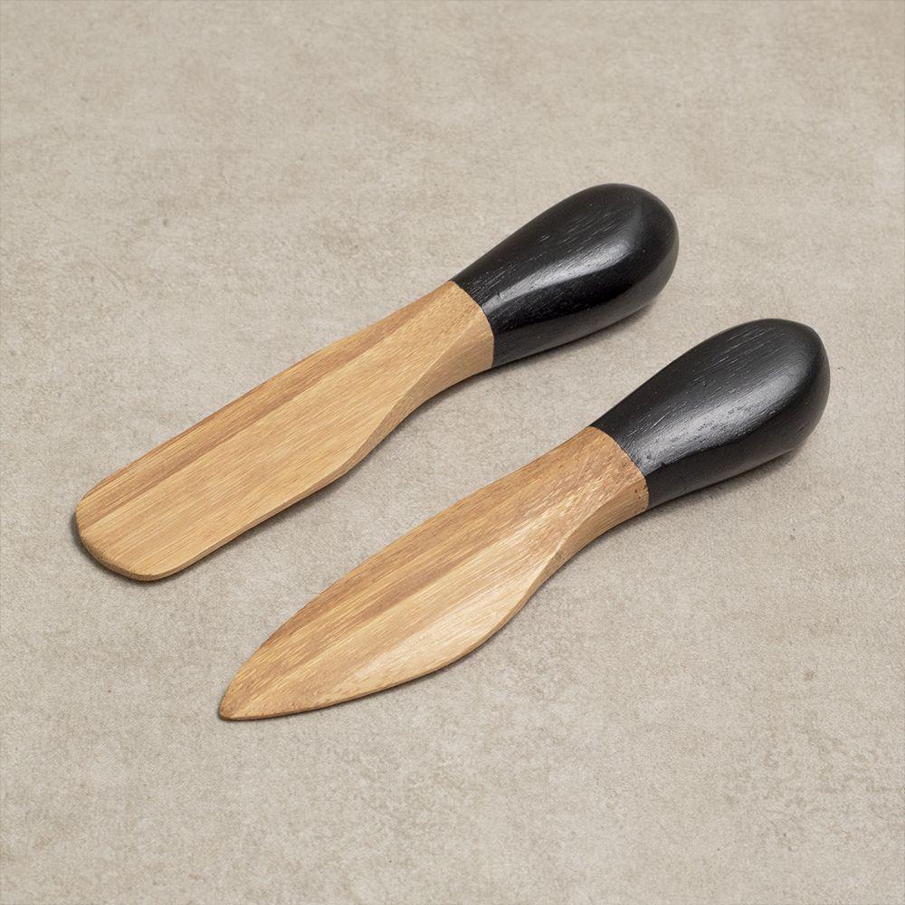 Conjunto 2 Utensílios De Bambu Oikos Para Antepasto Preto - 4