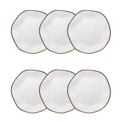 Conjunto de Pratos de Sobremesa Ryo Maresia 6 Peças Porcelana Branco Oxford