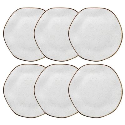 Conjunto de Pratos Rasos Ryo Maresia 6 Peças Porcelana para Uso Diário Branco Oxford