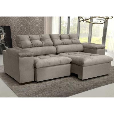 Sofá 3l 2,2m Retr/recl Veludo Olm Vancouver Bege Claro