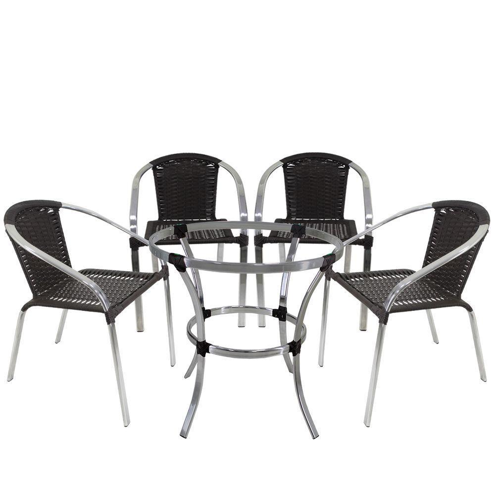 Kit 4 Cadeiras Mesa Salinas Em Alumínio E Área De Piscina - 1