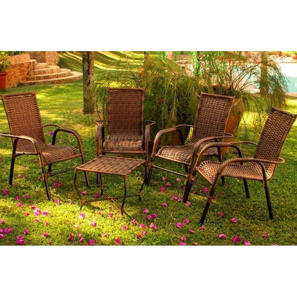 Conj Cadeira Area Externa Chuva Sol Resistente Pedra Ferro - 2