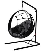 Balanço Suspenso Ninho Preto Em + Almofada Cinza - 1