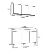 Armário Aéreo Andréia E Balcão Gabinete Sem Tampo Manu 120cm - Ajl Móveis Cor Preto