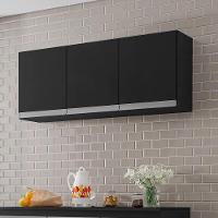 Armário Aéreo Andréia E Balcão Gabinete Sem Tampo Manu 120cm - Ajl Móveis Cor Preto - 11