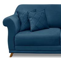 Sofá 180cm 2 Lugares Com 4 Almofadas Veludo Azul Marinho - 2