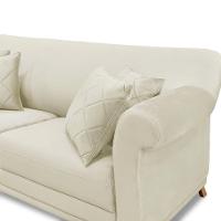 Sofá 200cm 3 Lugares Com 4 Almofadas Veludo Bege - 7