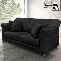 Sofá 160cm 2 Lugares Com 4 Almofadas Veludo Preto - 5