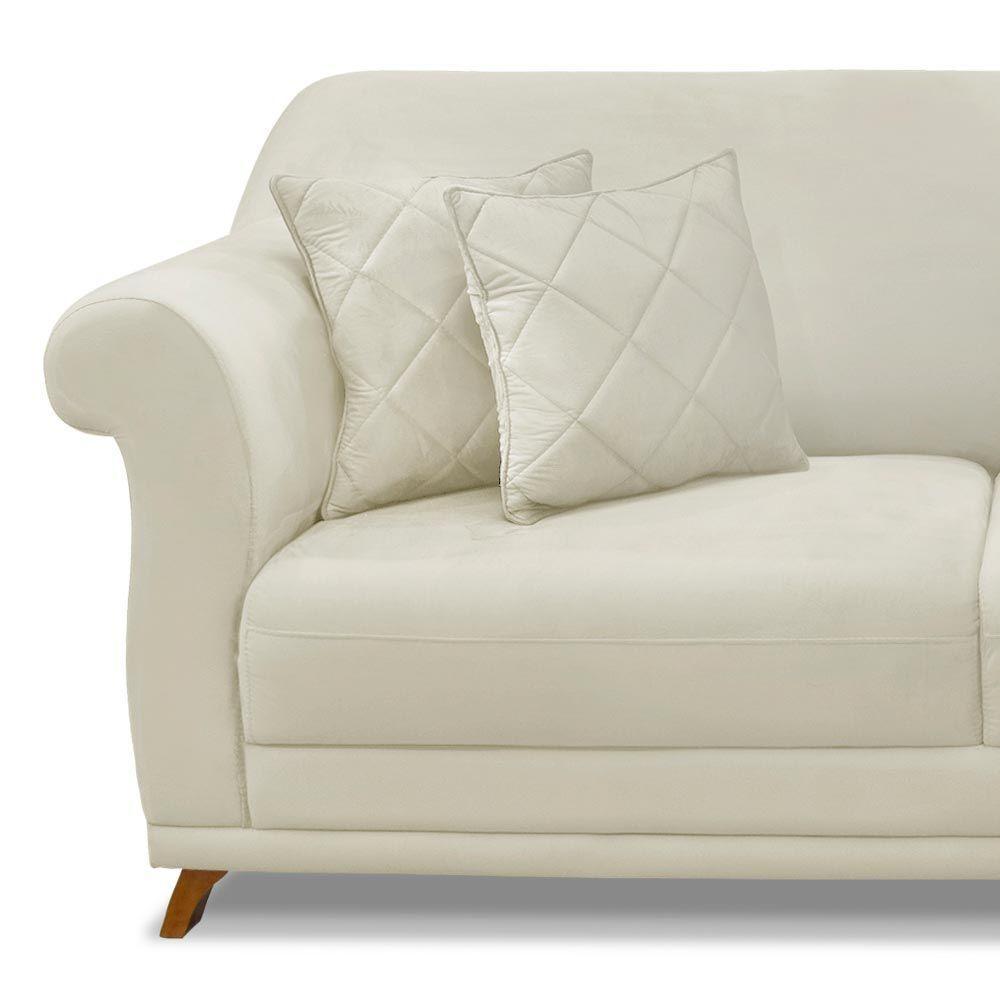 Sofá 160cm 2 Lugares Com 4 Almofadas Veludo Bege - 4