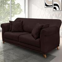 Sofá 180cm 2 Lugares Com 4 Almofadas Suede Café - 5
