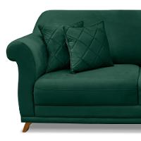 Sofá 200cm 3 Lugares Com 4 Almofadas Veludo Verde Floresta - 7