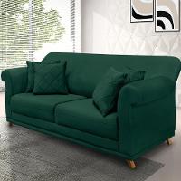 Sofá 200cm 3 Lugares Com 4 Almofadas Veludo Verde Floresta - 9