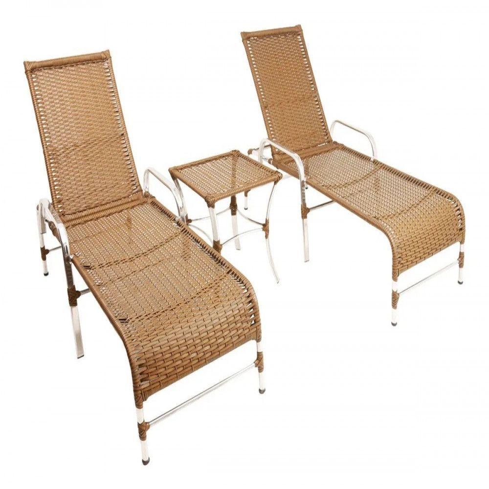 Espreguiçadeiras E Mesa Confortável Para Piscina Sépia - 1
