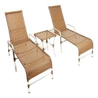 Espreguiçadeiras E Mesa Confortável Para Piscina Sépia - 1