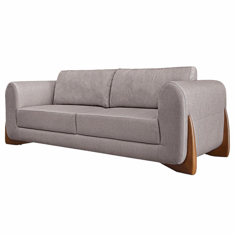 Sofá 3 Lugares 250cm Pés Em Madeira Buzz Areia Rústica - 2