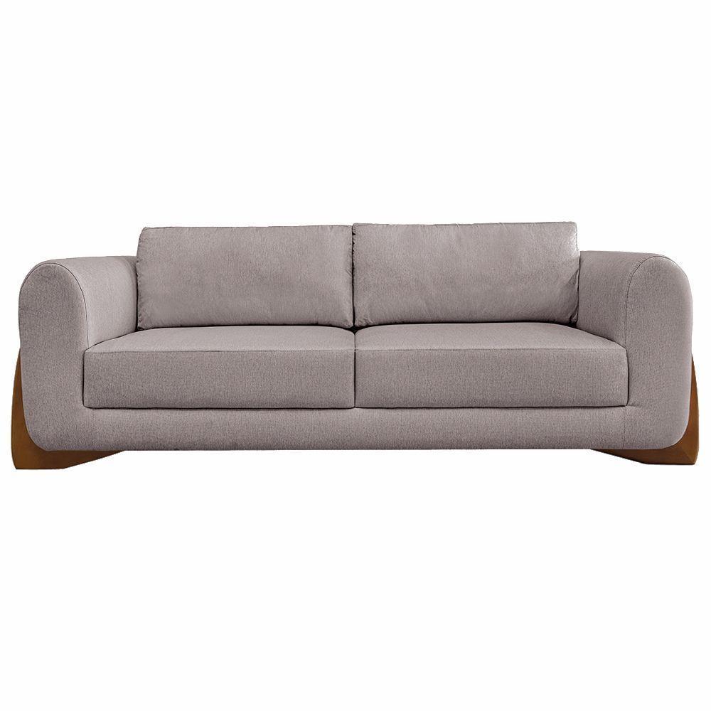 Sofá 3 Lugares 250cm Pés Em Madeira Buzz Areia Rústica - 4