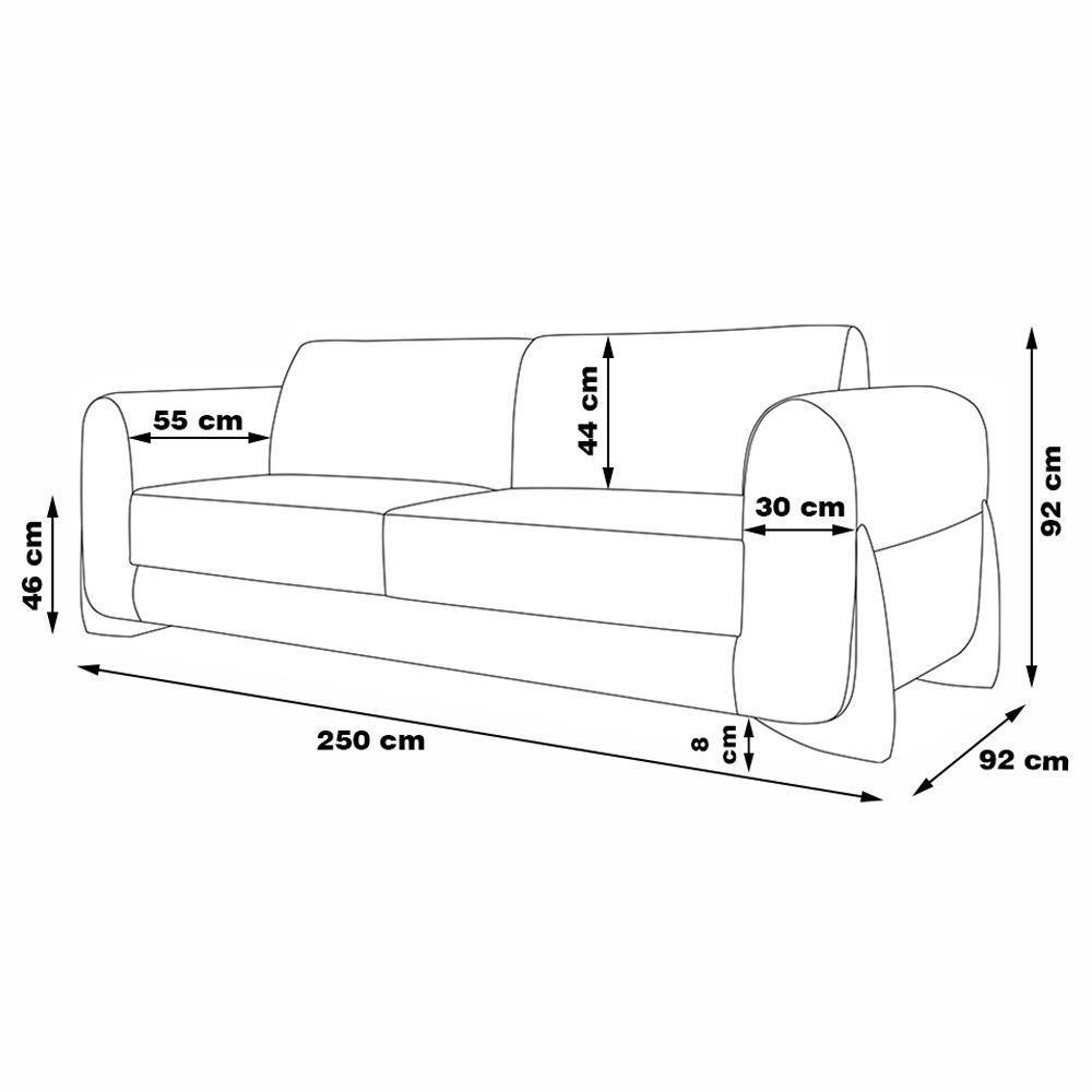 Sofá 3 Lugares 250cm Pés Em Madeira Buzz Areia Rústica - 9