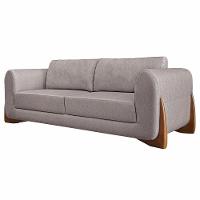 Sofá 3 Lugares 250cm Pés Em Madeira Buzz Areia Rústica - 1