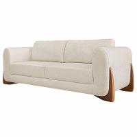 Sofá 3 Lugares 250cm Pés Em Madeira Buzz Off White Rústico - 1
