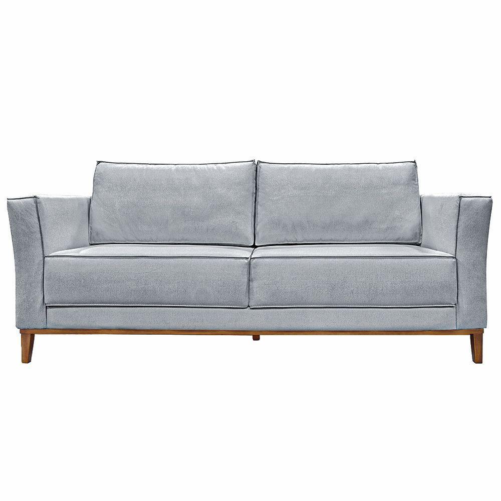 Sofá 2 Lugares 190cm Pés Em Madeira Tarantino Cinza Rústico - 4