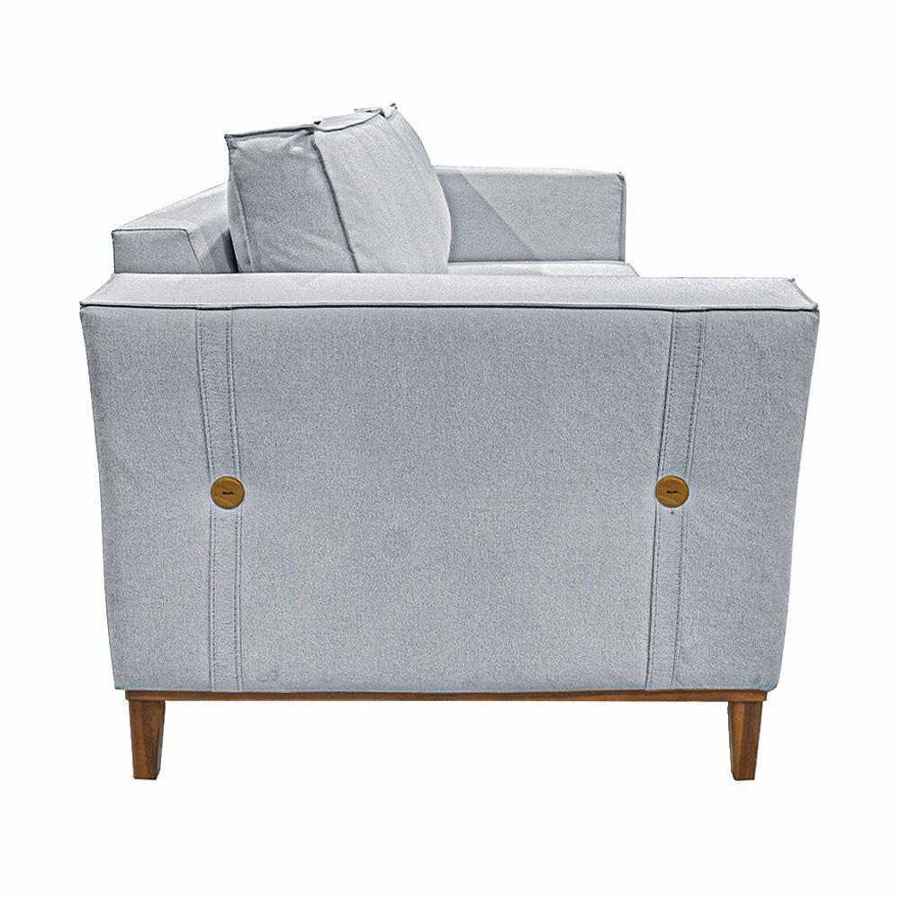 Sofá 2 Lugares 190cm Pés Em Madeira Tarantino Cinza Rústico - 10