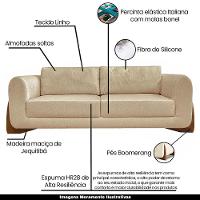 Sofá Decorativo 3 Lugares 250cm Pés Em Madeira Buzz Bege - 7