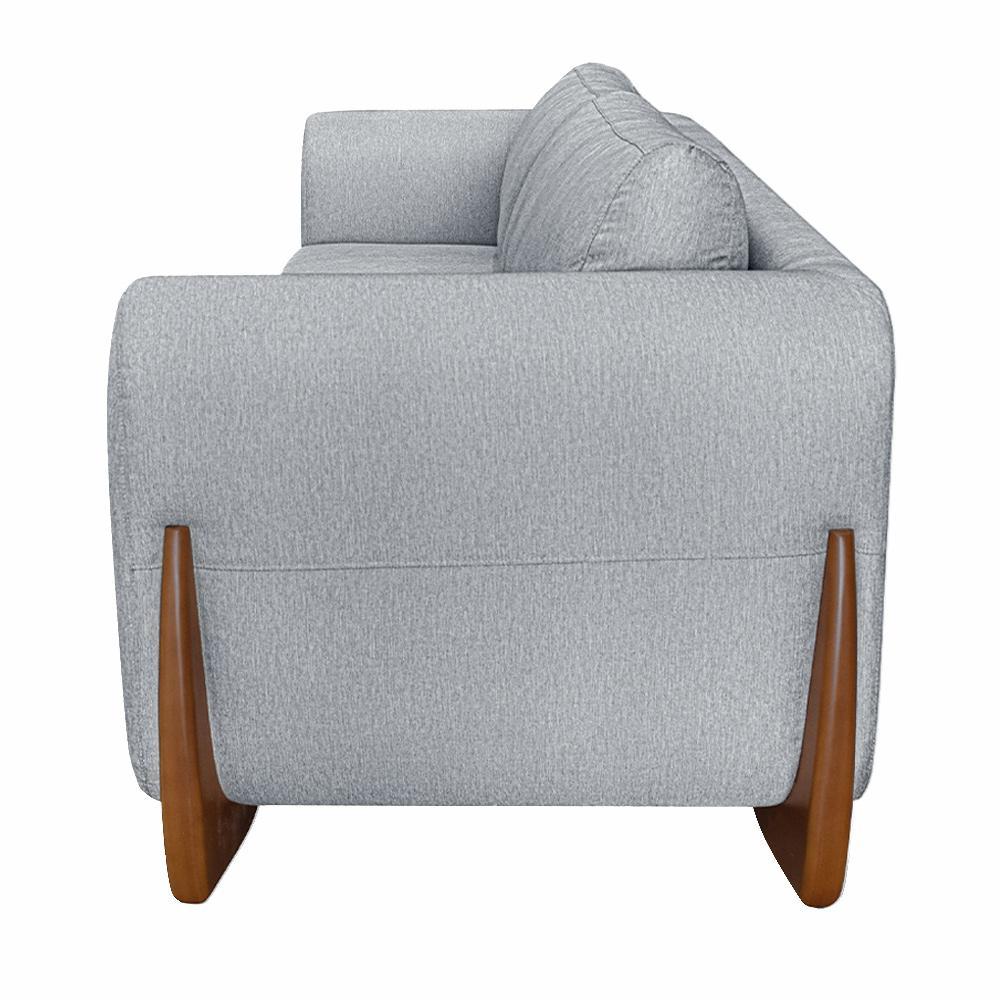 Sofá 3 Lugares 230cm Pés Em Madeira Buzz Cinza Rústico - 2