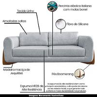 Sofá 3 Lugares 230cm Pés Em Madeira Buzz Cinza Rústico - 3