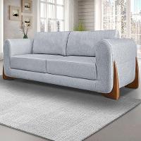 Sofá 3 Lugares 230cm Pés Em Madeira Buzz Cinza Rústico - 5