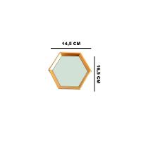 Kit 03 Espelhos Decorativo Moldura Hexagonal Dourado - D'rossi - 4