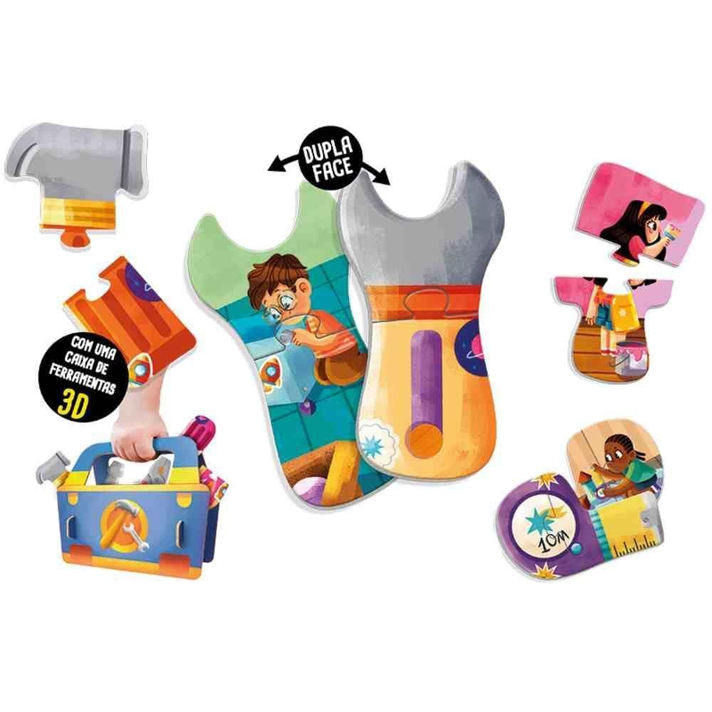 Quebra-cabeça Dupla Face - Ferramentas - Madeira - Brincadeira De Criança - 1