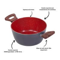 Panela Caçarola Nano Cerâmica Antiaderente Tampa V 22cm 2,7l - 2