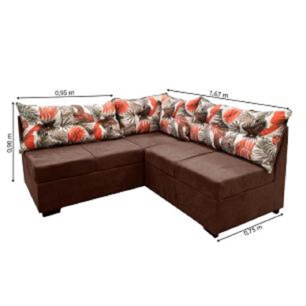 Sofá De Canto 5 Lugares Renaut Suede Marrom Palmeira - 3