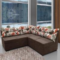 Sofá De Canto 5 Lugares Renaut Suede Marrom Palmeira - 1