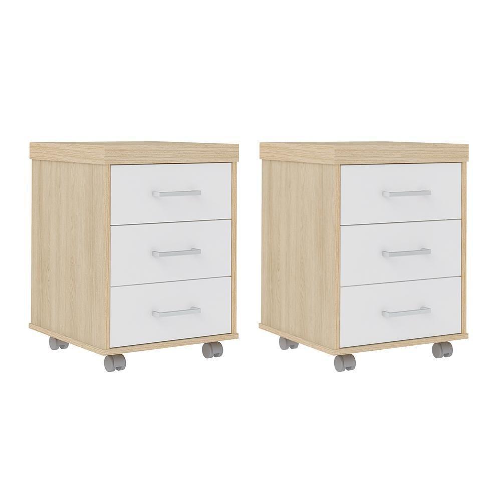 Jogo De Gaveteiros Peterborough Carvalho Branco - 1