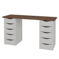 Mesa De Escritório Com 10 Gavetas Maryland Nogal Branco - 7