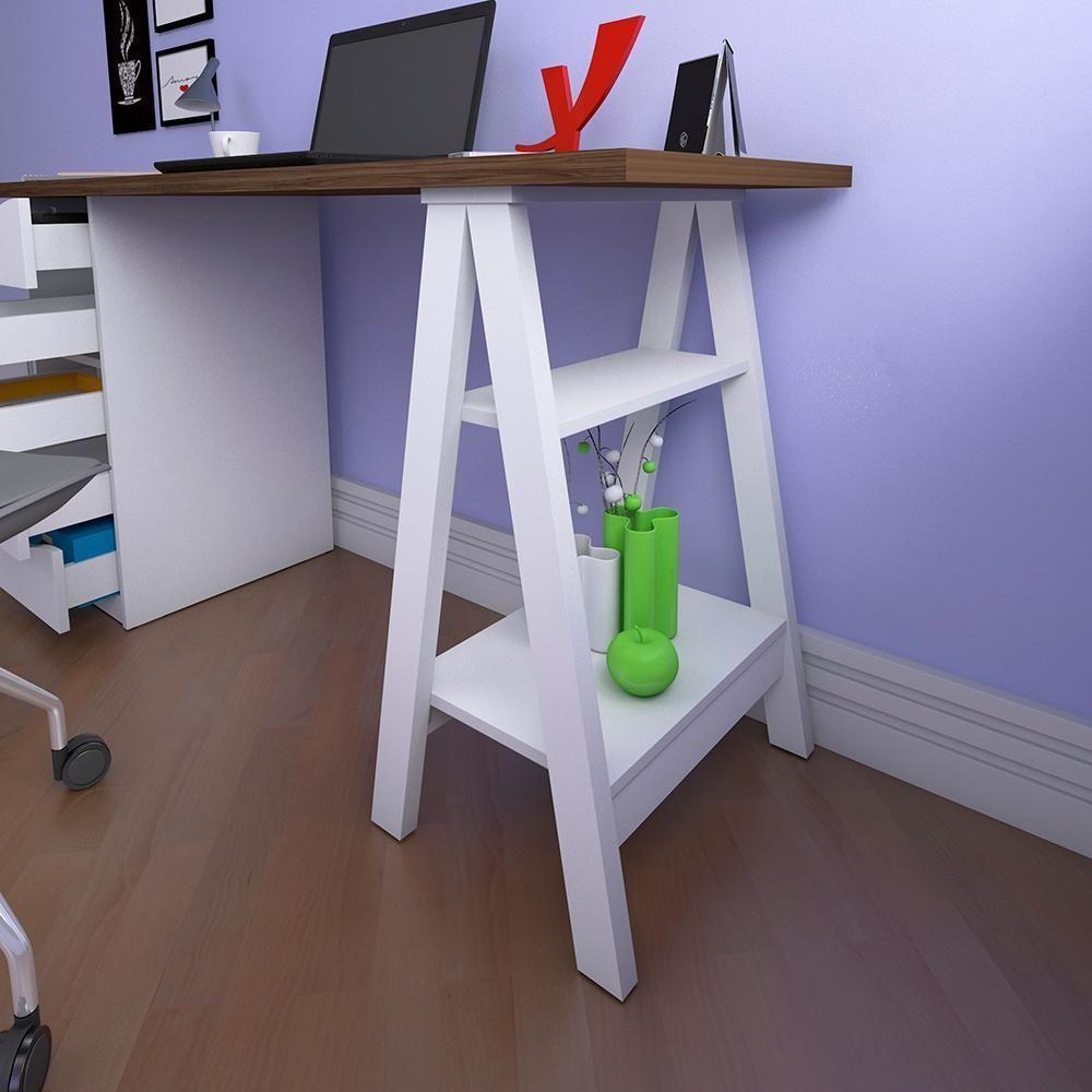 Mesa De Escritório Com 5 Gavetas Mississipi Nogal Branco - 6