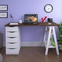 Mesa De Escritório Com 5 Gavetas Mississipi Nogal Branco - 1