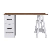 Mesa De Escritório Com 5 Gavetas Mississipi Nogal Branco - 5