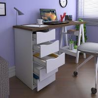 Mesa De Escritório Com 5 Gavetas Mississipi Nogal Branco - 7