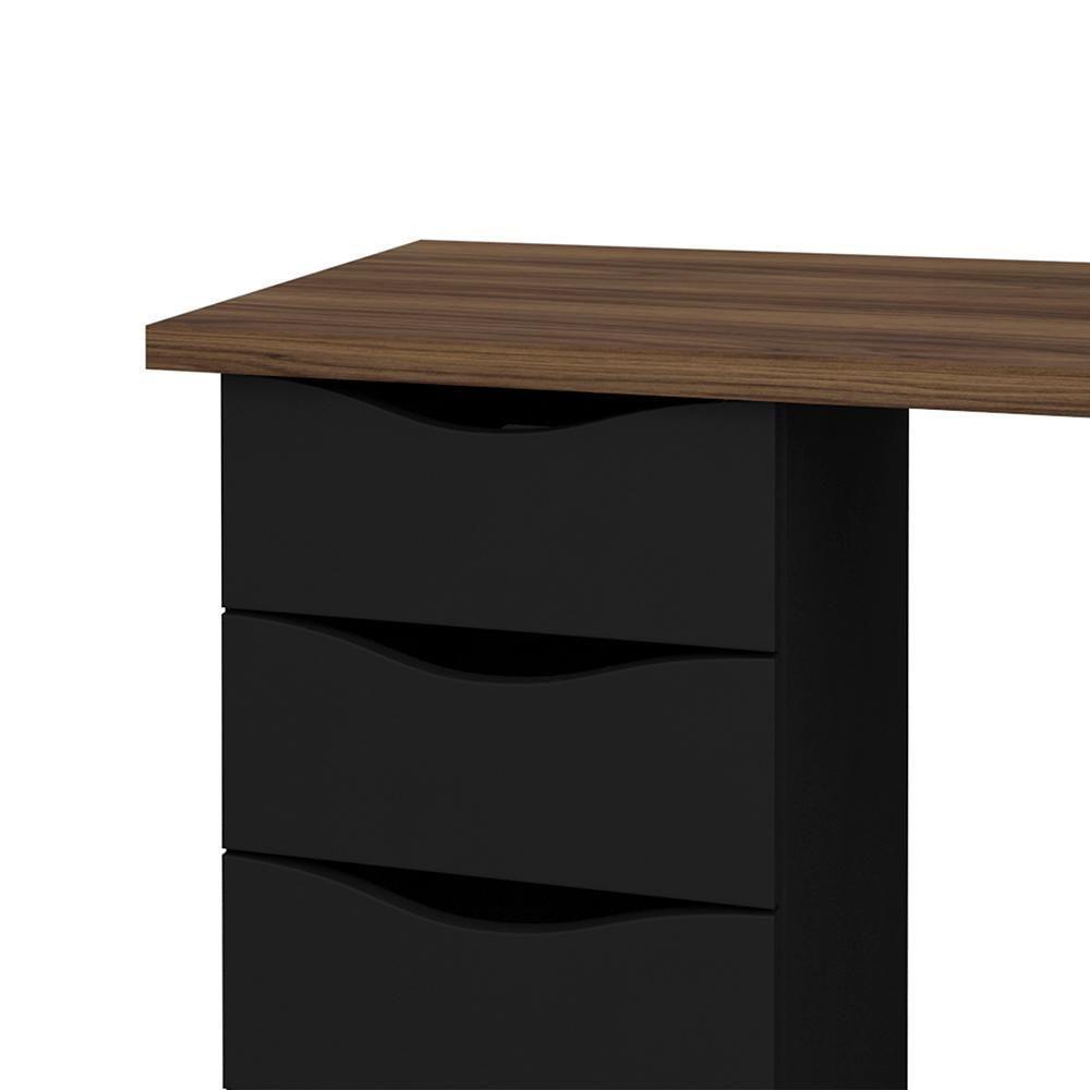 Mesa De Escritório Com 10 Gavetas Maryland Nogal Preto - 5